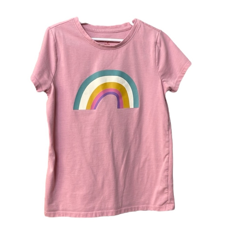 CAT & JACK UGC Girls Size Medium (7/8) short sleeve pink rainbow 🌈 shirt top